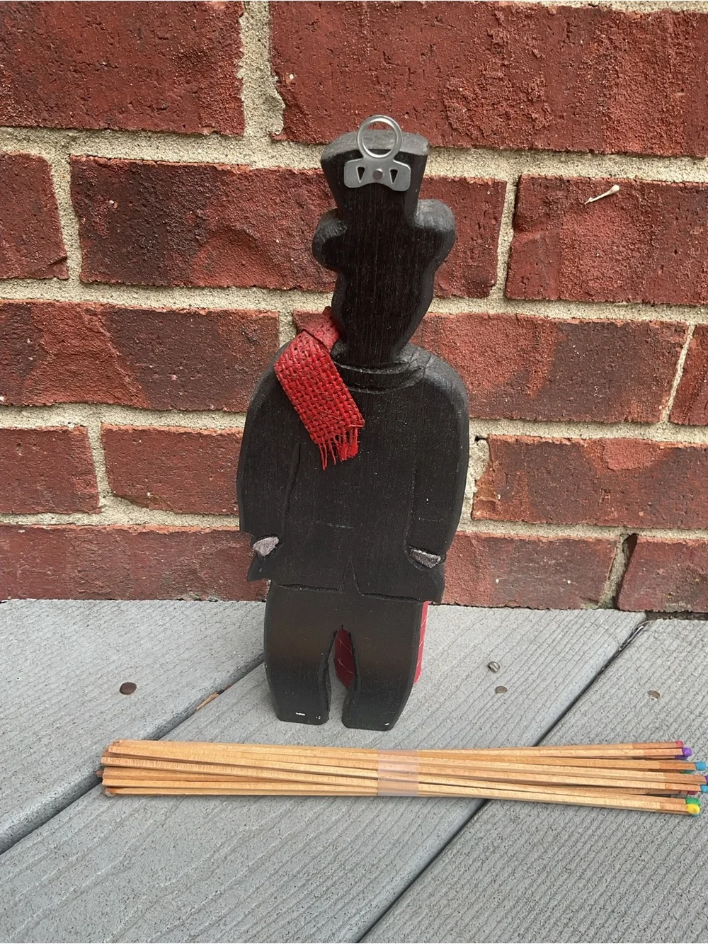 Vintage Folk Art Wooden Chimney Sweep Man Match/Incense Holder/Wall Decor